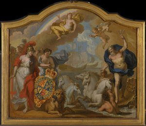 Allegorie van de Macht van Groot-Brittannië op Zee, ontwerp voor een decoratief paneel voor de ceremonie van George I